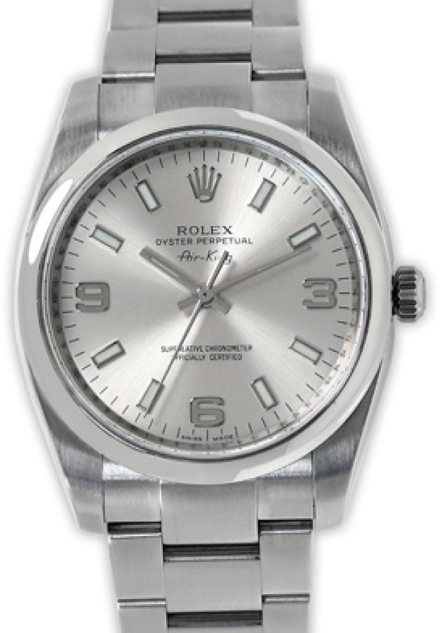 Rolex Air King 114200 Silver Dial 3-6-9 2013